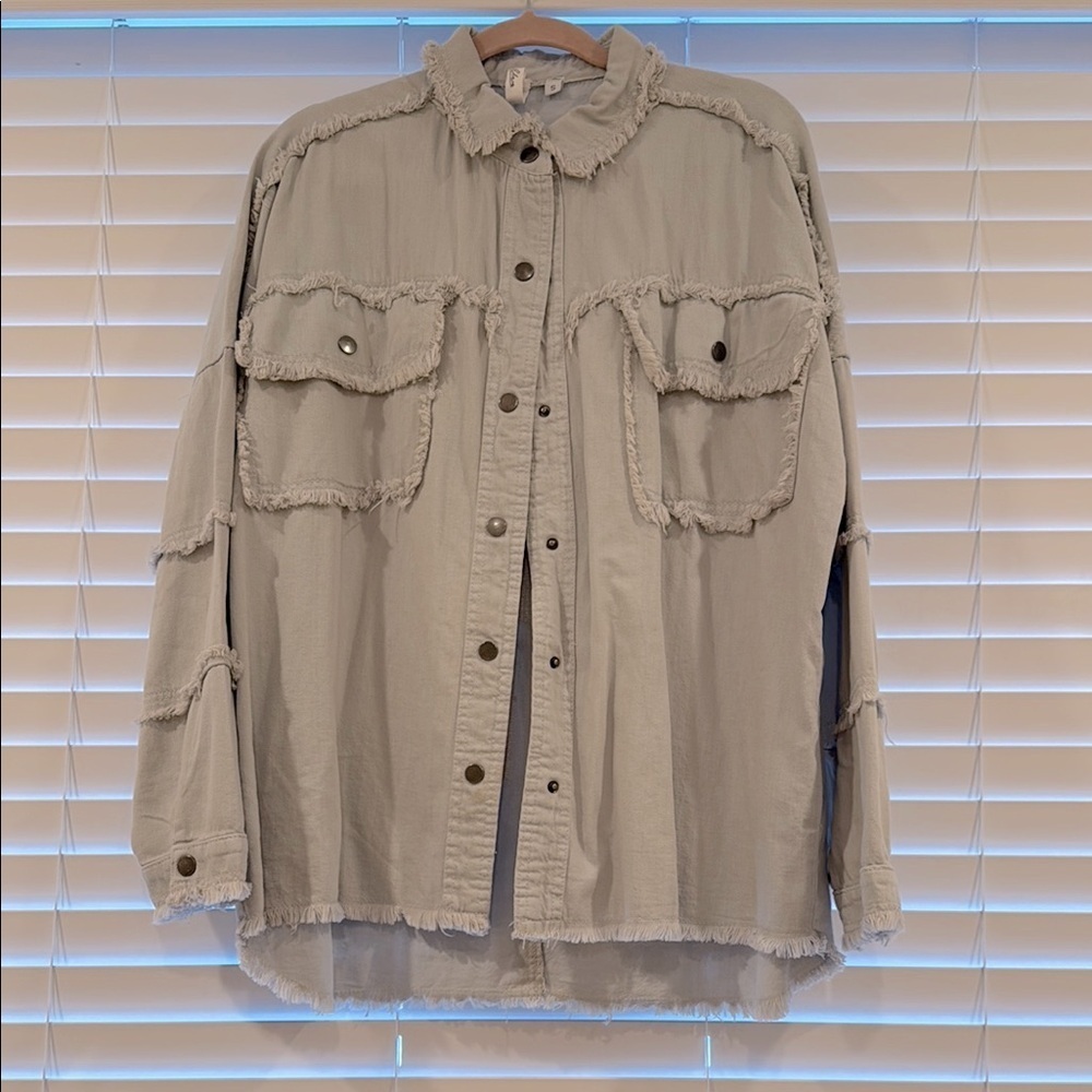 Elan ROCK & ROLL Frayed Edge Button-Up Shirt